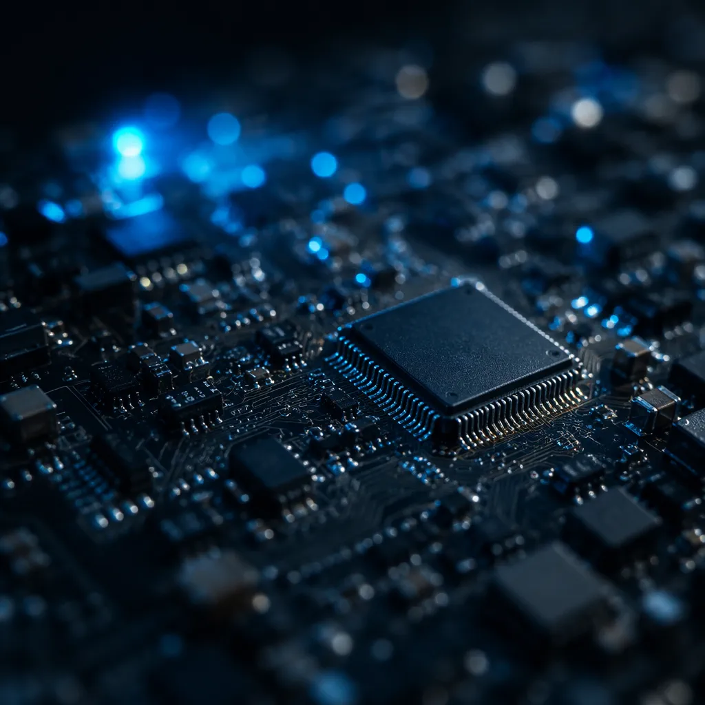 Close-up of a densely populated circuit board